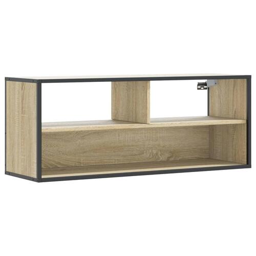 Tv-bord 100x31x39,5 cm konstrueret træ og metal sonoma-eg