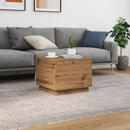 Sofabord med LED-lys 50x50x40 cm kunsteg