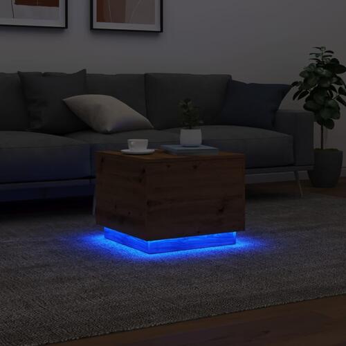 Sofabord med LED-lys 50x50x40 cm kunsteg