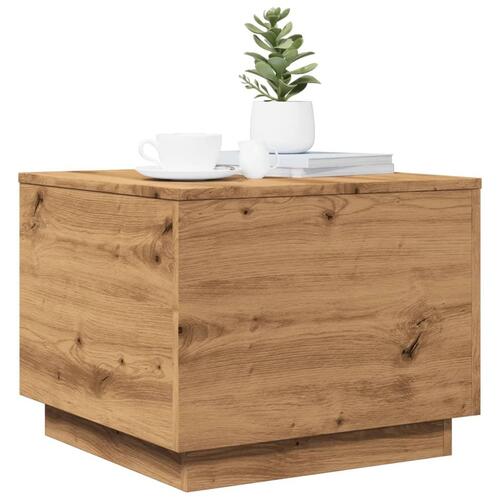 Sofabord med LED-lys 50x50x40 cm kunsteg