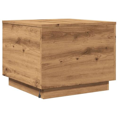 Sofabord med LED-lys 50x50x40 cm kunsteg
