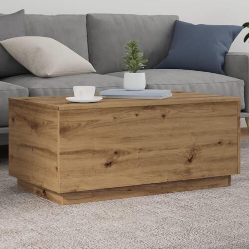 Sofabord med LED-lys 90x50x40 cm kunsteg