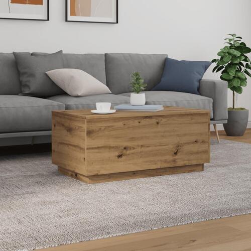 Sofabord med LED-lys 90x50x40 cm kunsteg