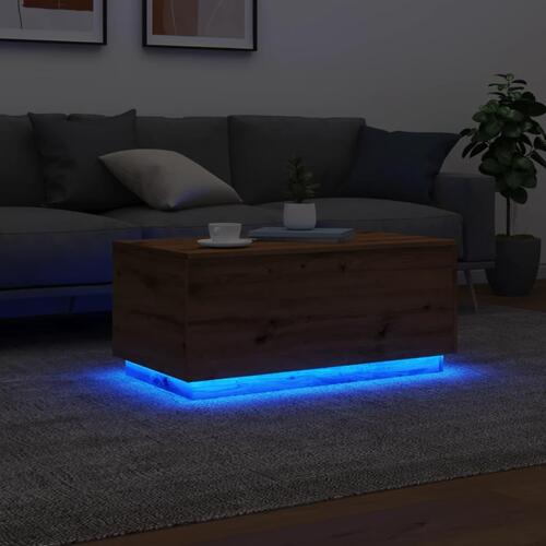 Sofabord med LED-lys 90x50x40 cm kunsteg