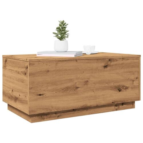 Sofabord med LED-lys 90x50x40 cm kunsteg