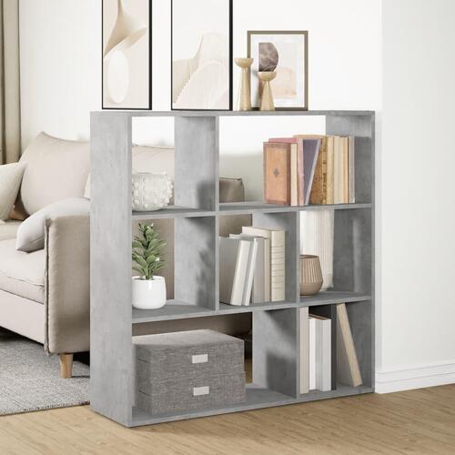 Bogreol/rumdeler 102x29x103,5 cm konstrueret træ betongrå