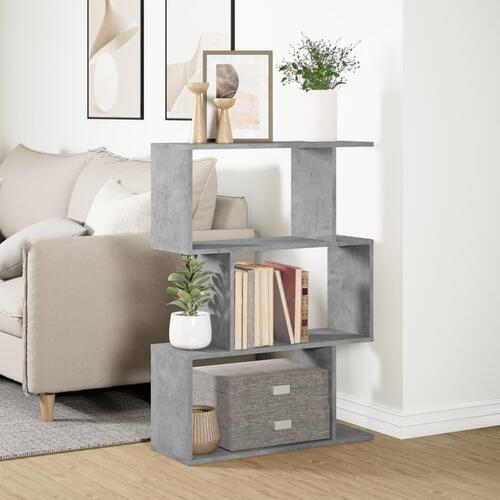 Bogreol/rumdeler 70x24x97 cm 3niveauer konstrueret træ betongrå