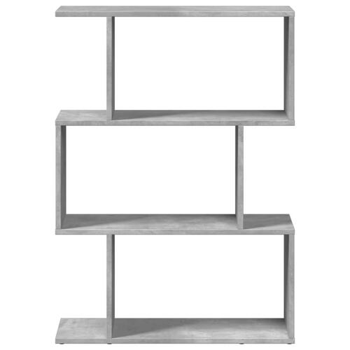 Bogreol/rumdeler 70x24x97 cm 3niveauer konstrueret træ betongrå