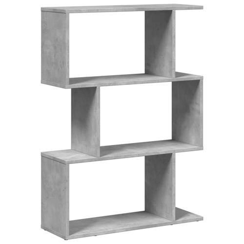 Bogreol/rumdeler 70x24x97 cm 3niveauer konstrueret træ betongrå