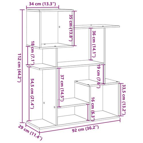 Bogreol/rumdeler 92x29x112 cm konstrueret træ sort