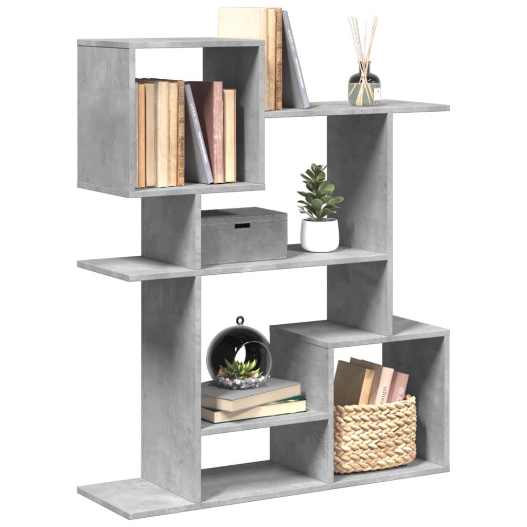 Bogreol/rumdeler 92x29x112 cm konstrueret træ betongrå