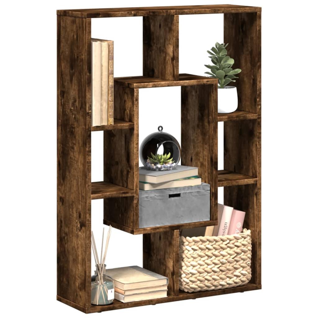 Bogreol 63x20x90 cm konstrueret træ røget egetræsfarve