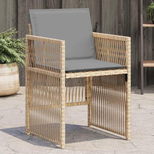 Havestole 4 stk. med hynder polyrattan blandet beige