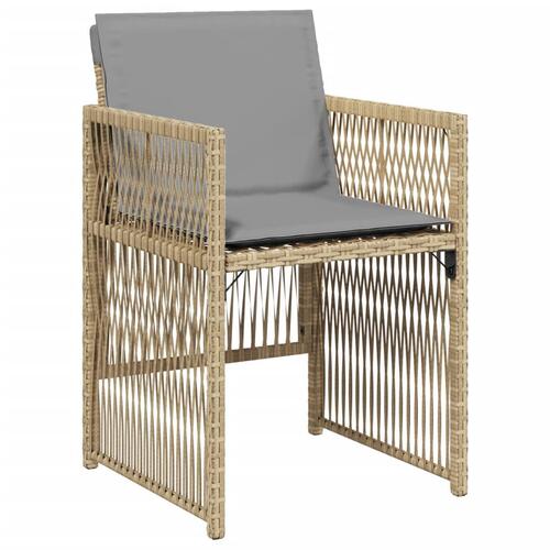 Havestole 4 stk. med hynder polyrattan blandet beige