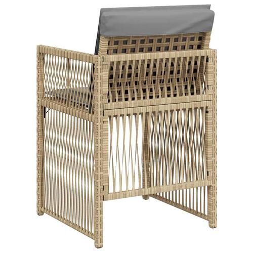 Havestole 4 stk. med hynder polyrattan blandet beige