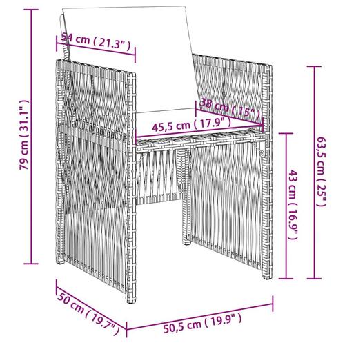 Havestole 4 stk. med hynder polyrattan blandet beige