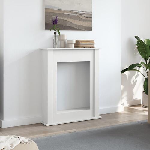 Forsats til pejs 75x20x87,5 cm konstrueret træ hvid
