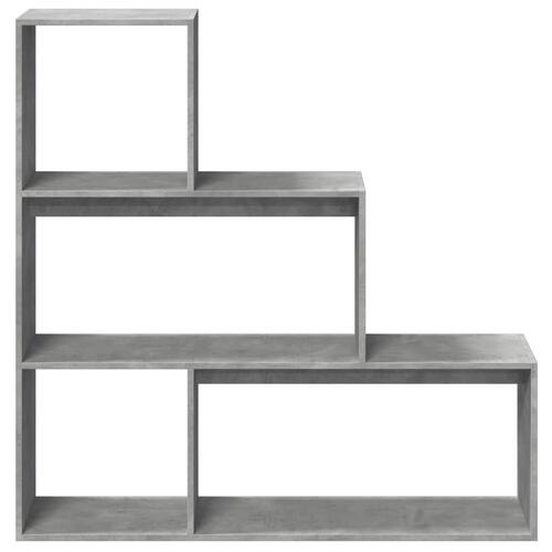 Bogreol/rumdeler 123x29x123 cm konstrueret træ betongrå