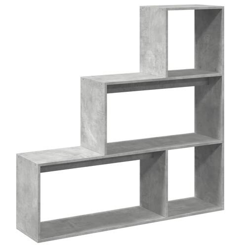 Bogreol/rumdeler 123x29x123 cm konstrueret træ betongrå