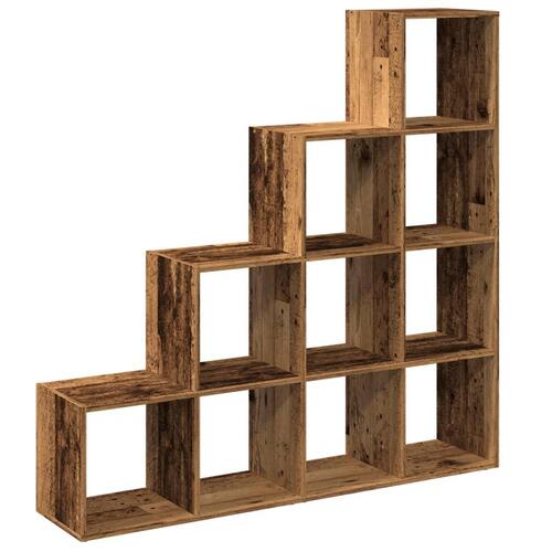 Bogreol/rumdeler 131,5x29x131,5 cm konstrueret træ antikt træ