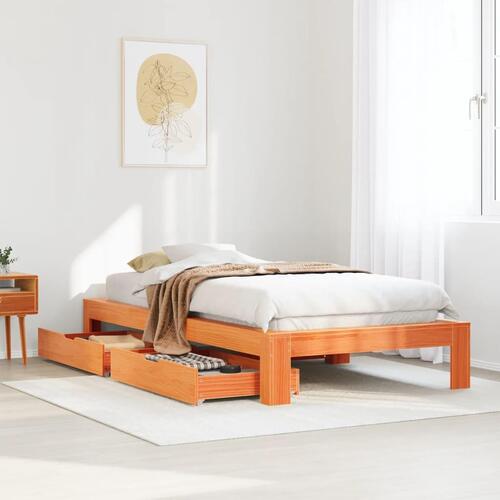 Sengeramme uden madras 100x200 cm massivt fyrretræ gyldenbrun