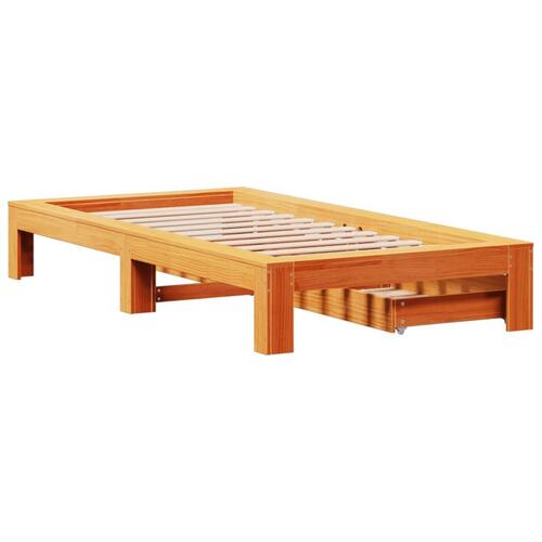 Sengeramme uden madras 100x200 cm massivt fyrretræ gyldenbrun