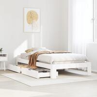 Sengeramme uden madras 75x190 cm massivt fyrretræ hvid