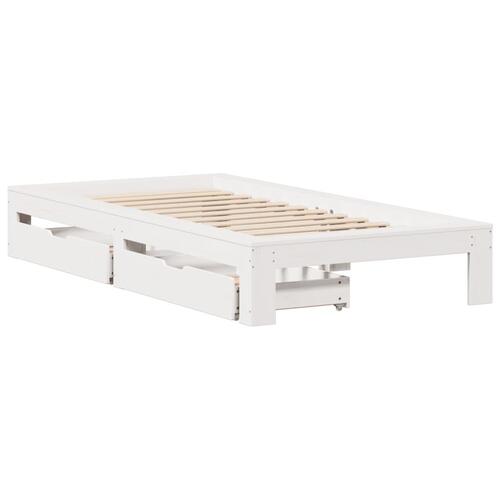 Sengeramme uden madras 75x190 cm massivt fyrretræ hvid