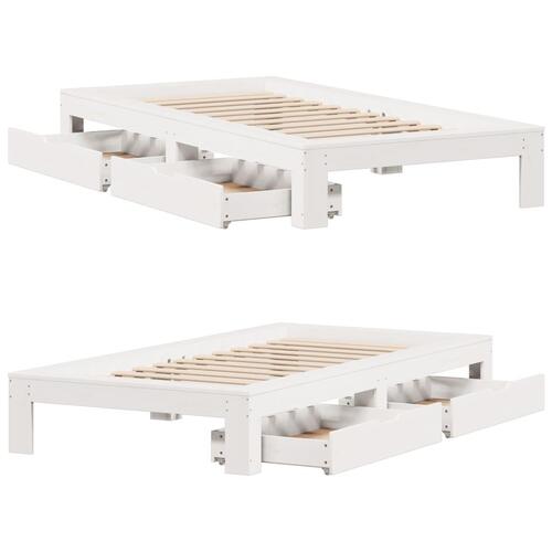 Sengeramme uden madras 75x190 cm massivt fyrretræ hvid