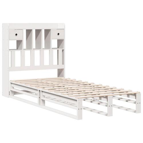 Seng med reol uden madras 100x200 cm massivt fyrretræ hvid