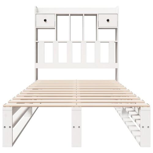 Seng med reol uden madras 100x200 cm massivt fyrretræ hvid