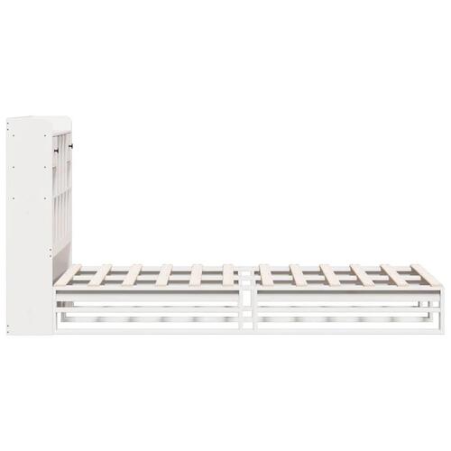 Seng med reol uden madras 100x200 cm massivt fyrretræ hvid