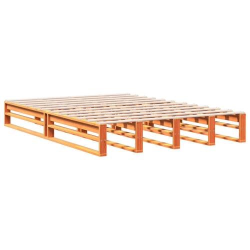 Seng med reol uden madras 140x200cm massivt fyrretræ gyldenbrun