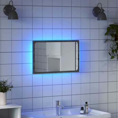 LED-badeværelsesspejl 60 x 8,5 x 38 cm - grå sonoma-eg