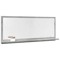 Badeværelsesskab med spejl 90x11x37 cm konstrueret træ betongrå