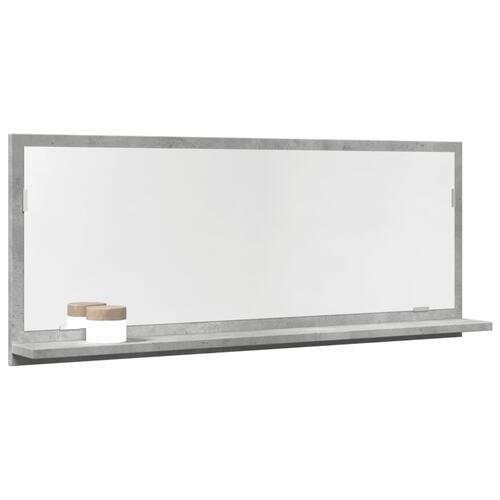 Badeværelsesskab med spejl 90x11x37 cm konstrueret træ betongrå