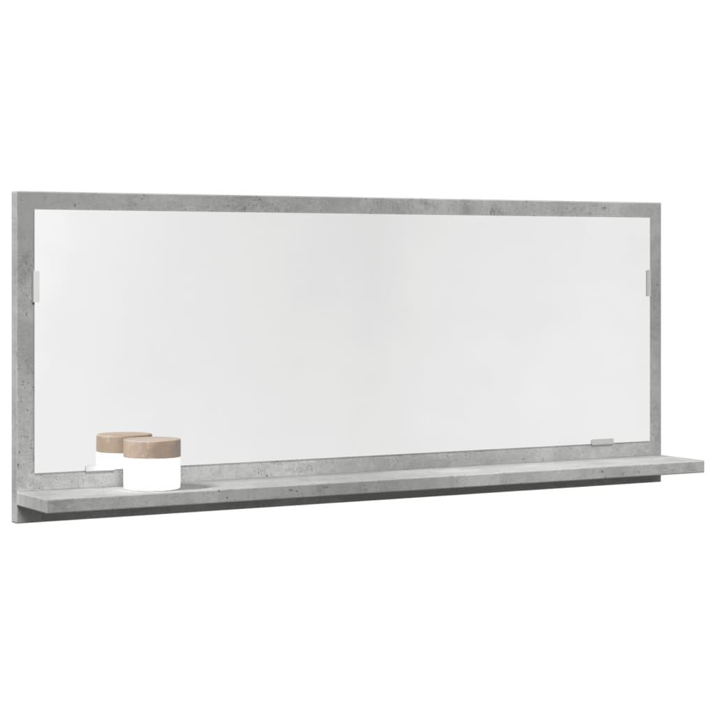 Badeværelsesskab med spejl 90x11x37 cm konstrueret træ betongrå