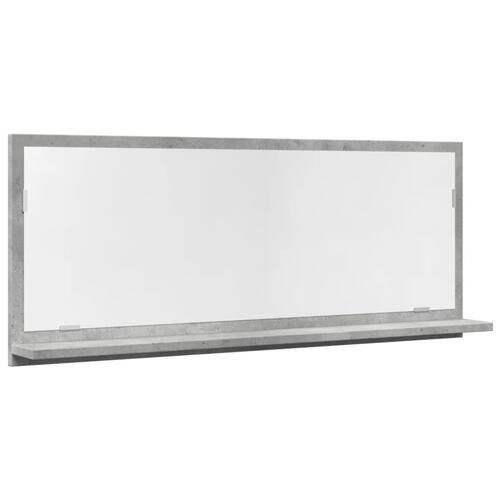 Badeværelsesskab med spejl 90x11x37 cm konstrueret træ betongrå