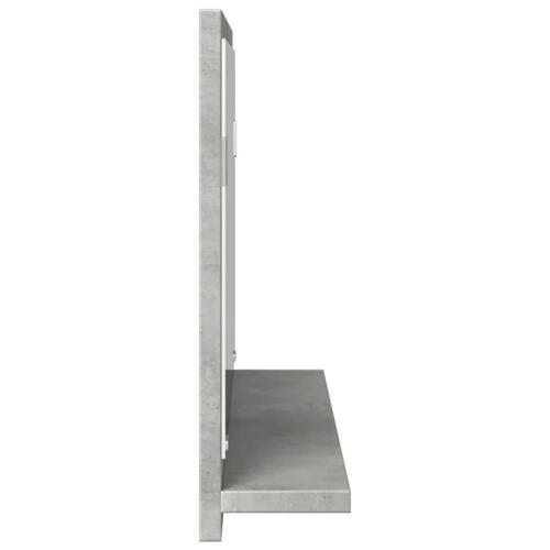 Badeværelsesskab med spejl 90x11x37 cm konstrueret træ betongrå