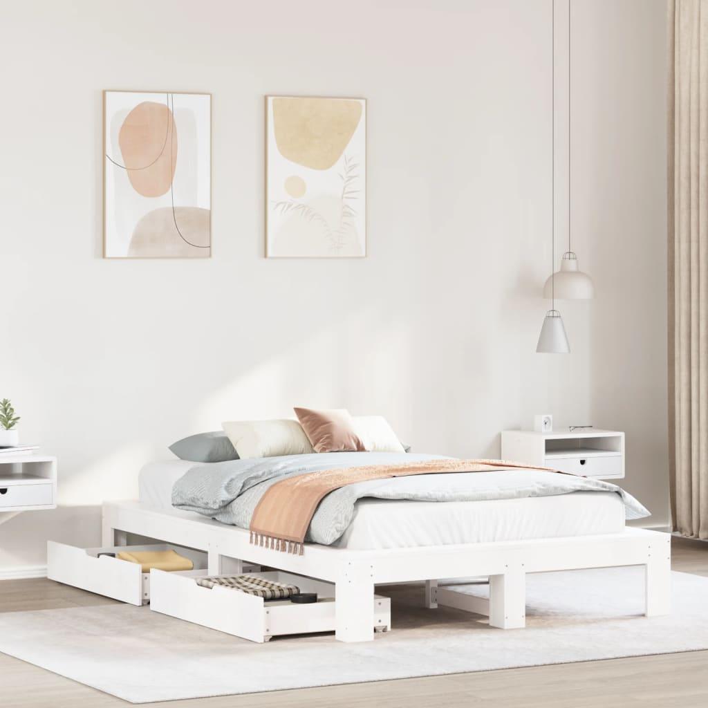 Sengeramme uden madras 120x190 cm massivt fyrretræ hvid