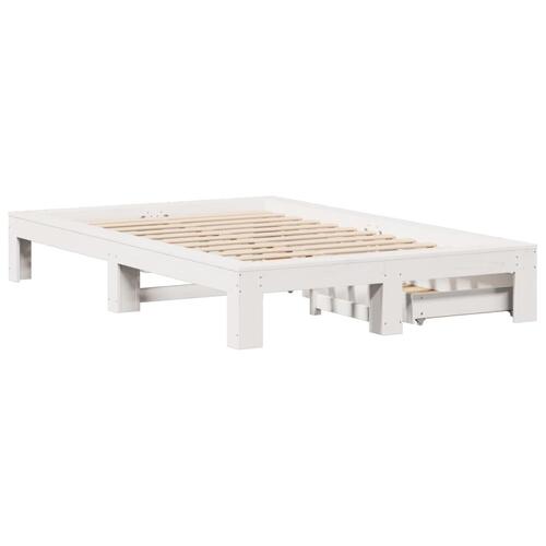 Sengeramme uden madras 120x190 cm massivt fyrretræ hvid