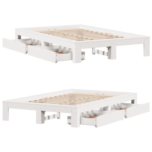 Sengeramme uden madras 120x190 cm massivt fyrretræ hvid