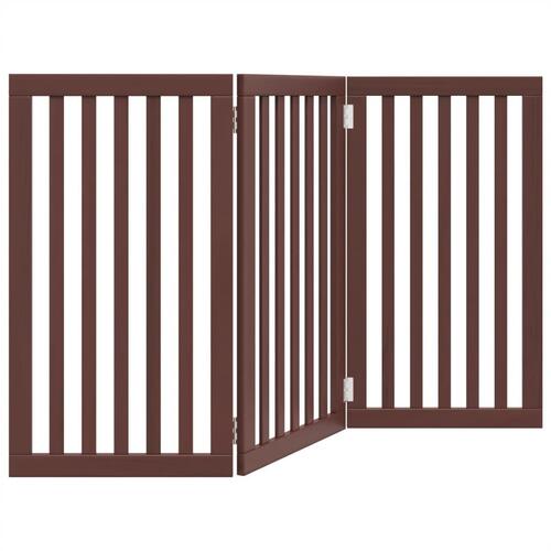 Hundelåge 3 paneler 150 cm foldbar poppeltræ brun