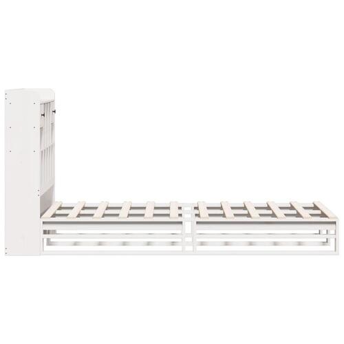 Seng med reol uden madras 75x190 cm massivt fyrretræ hvid