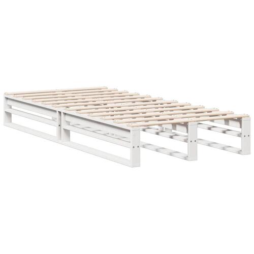 Seng med reol uden madras 75x190 cm massivt fyrretræ hvid
