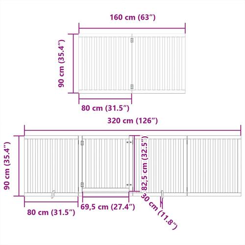 Hundelåge med dør 6 paneler 480 cm foldbar poppeltræ