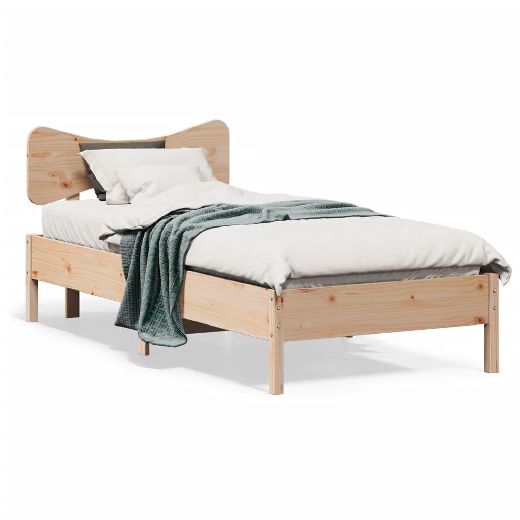 Sengeramme uden madras 75x190 cm massivt fyrretræ billede