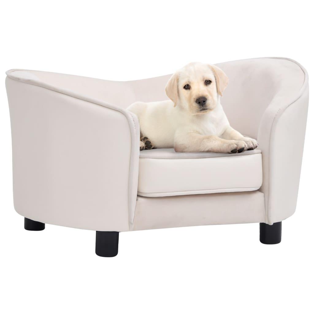 Hundesofa 69x49x40 cm plys og kunstlæder cremefarvet