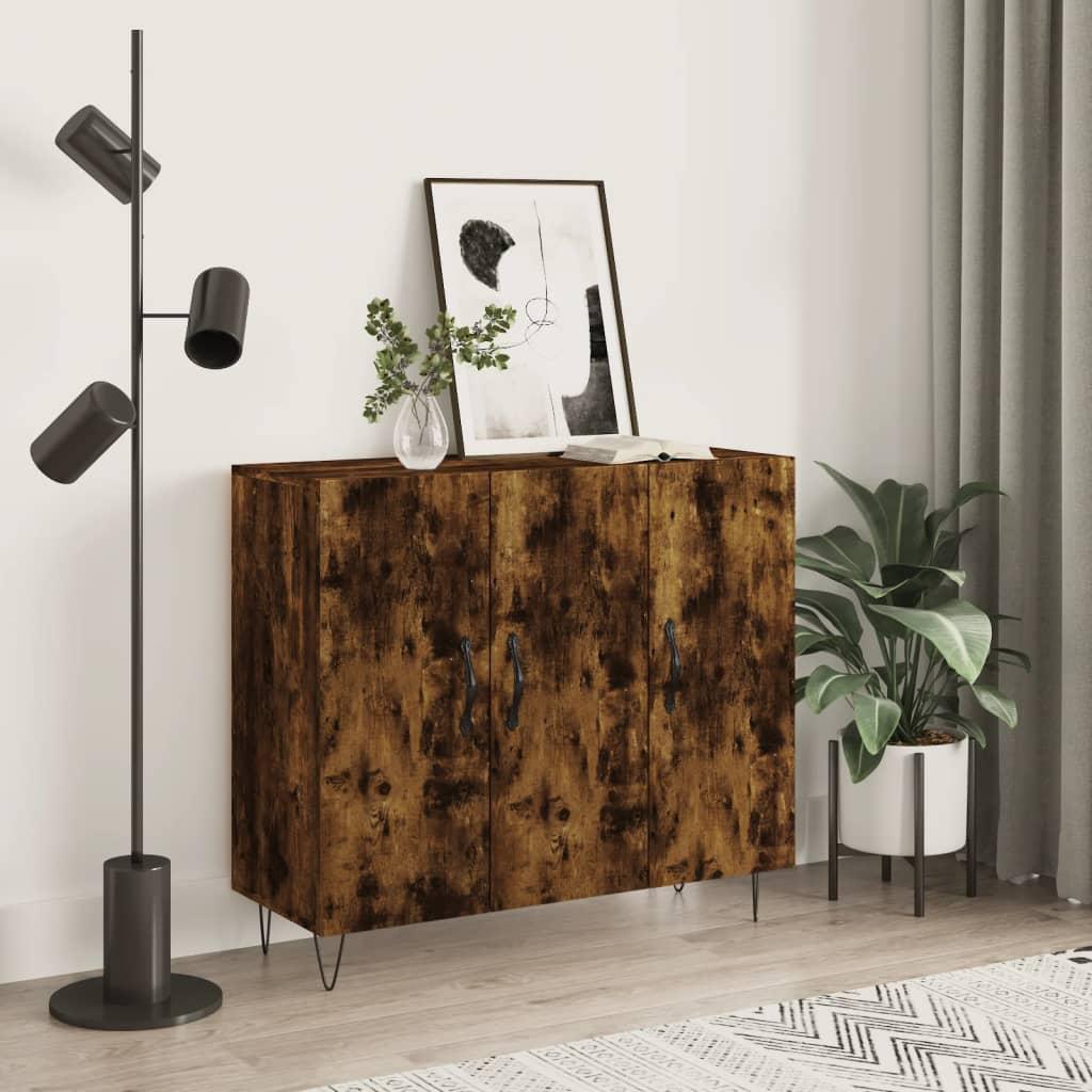 Skab 90x34x80 cm konstrueret træ røget egetræsfarve
