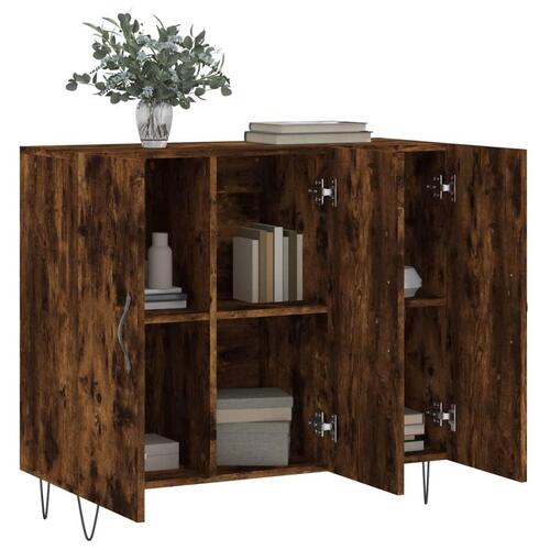 Skab 90x34x80 cm konstrueret træ røget egetræsfarve